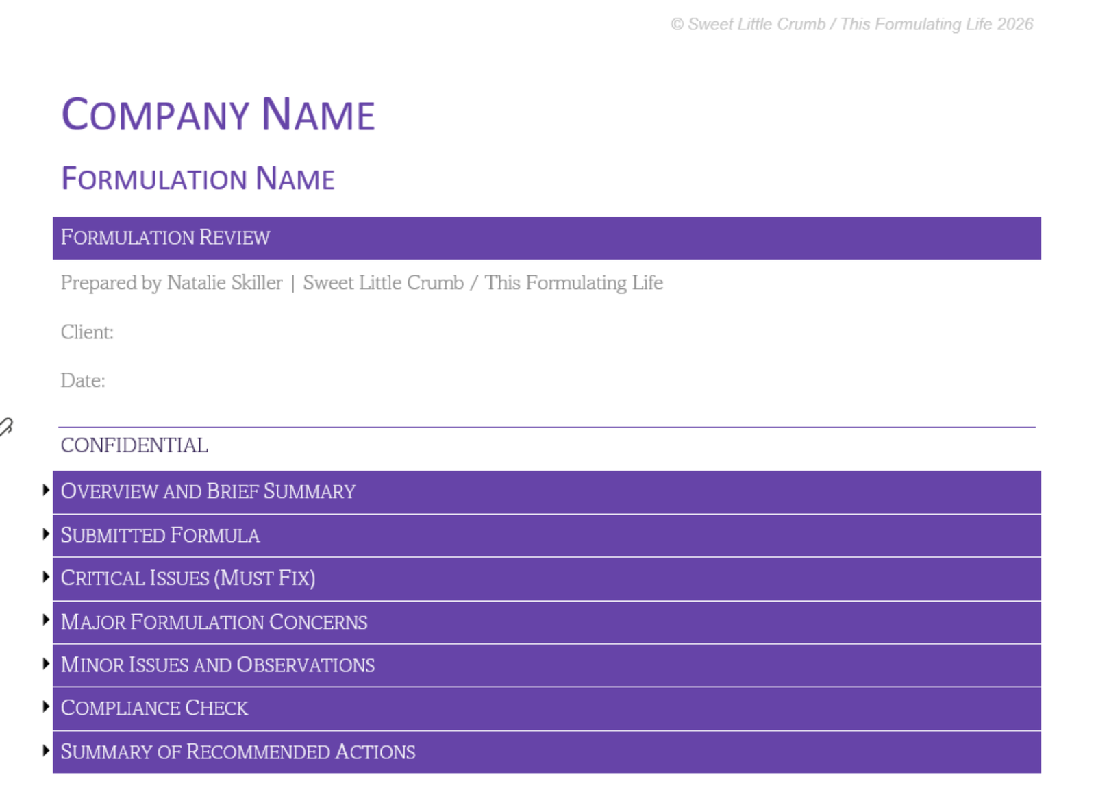 This Formulating Life by Sweet Little Crumb review documentation