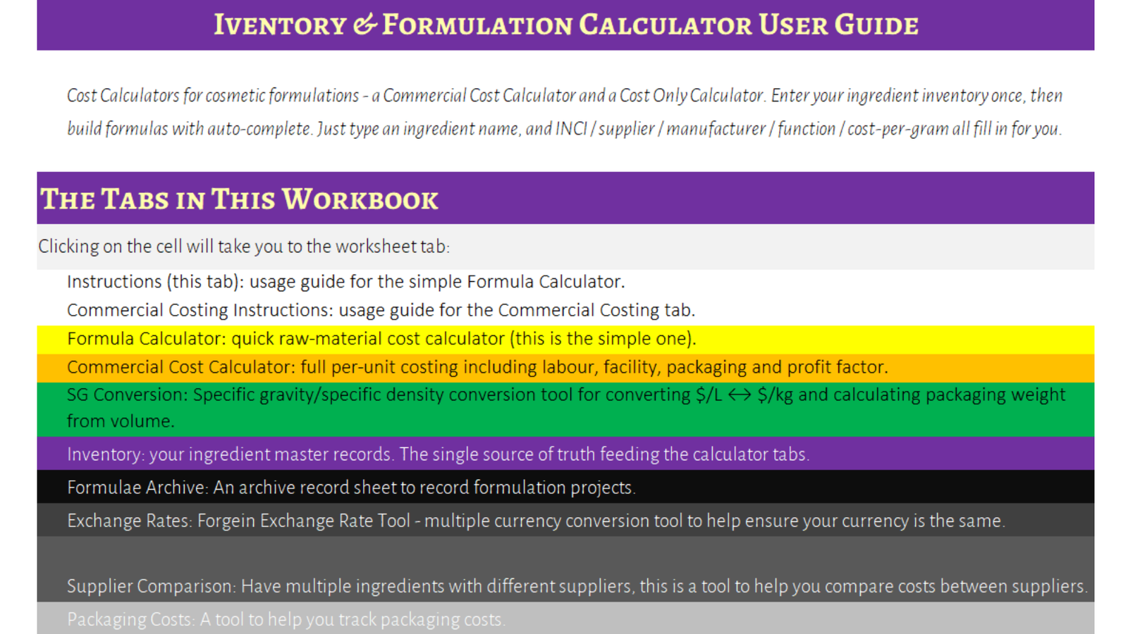 ingredient inventory, commercial & ingredient costing workbook tool ingredient inventory, commercial & ingredient costing workbook tool
